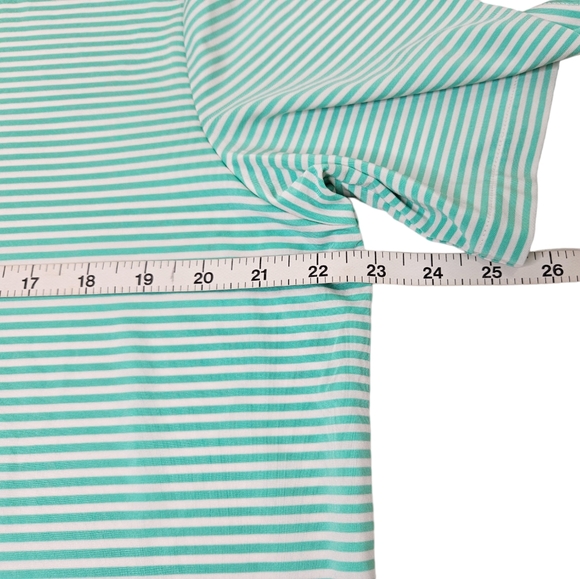 RLX Ralph Lauren Striped Polo Shirt Stretch Teal Green / White Striped Men's L - Picture 7 of 8